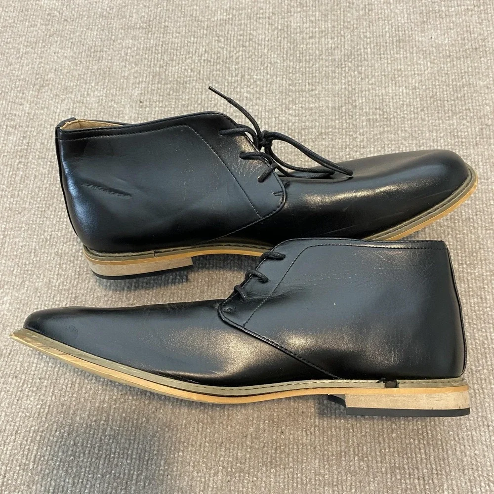 Deer Stags James Boots Mens Size 12W Black Faux Leather Chukka Ankle Dress‎